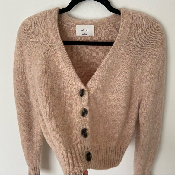 Aritzia Cream Button-Front V-Neck Cardigan Sweater - Picture 3 of 11